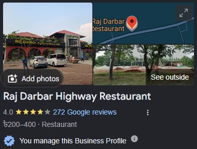 Raj Darbar Highway Restaurant on Google, 4.0 stars from 272 Google reviews